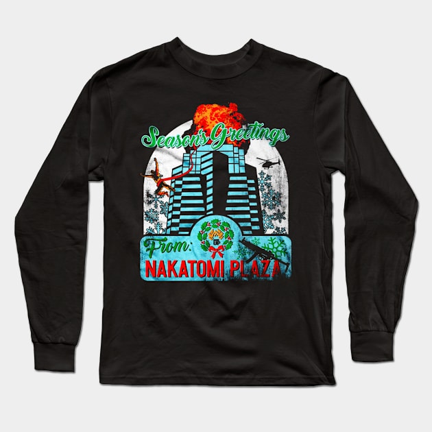 Season's Greetings From Nakatomi Plaza Long Sleeve T-Shirt by wildzfreak